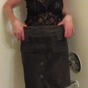 Ann Taylor LOFT Grey Suede Skirt, size 4 (wForever 21 top/in my closet pictured)